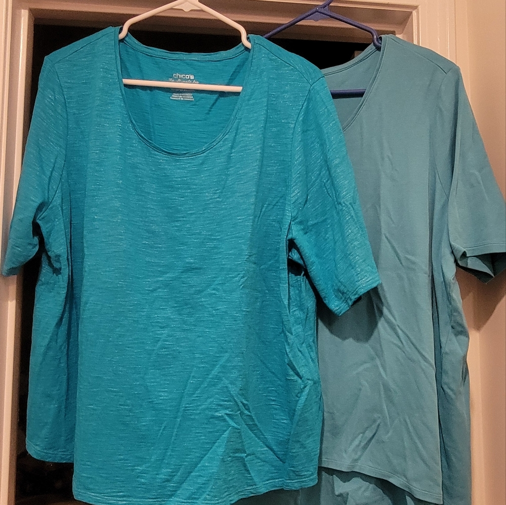 2 Chico's t-shirts green Size 3